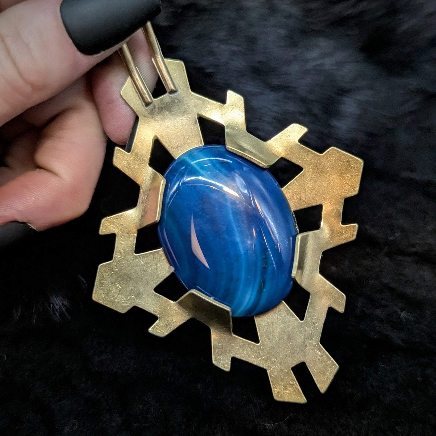 REGENCY Pendant/ Blue Agate / Brass