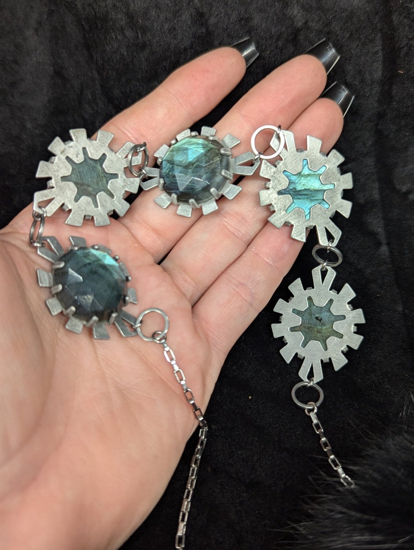 DARKSTAR MACHINATIONS - ELIZABETH Choker / Labradorite / Aluminum - necklace