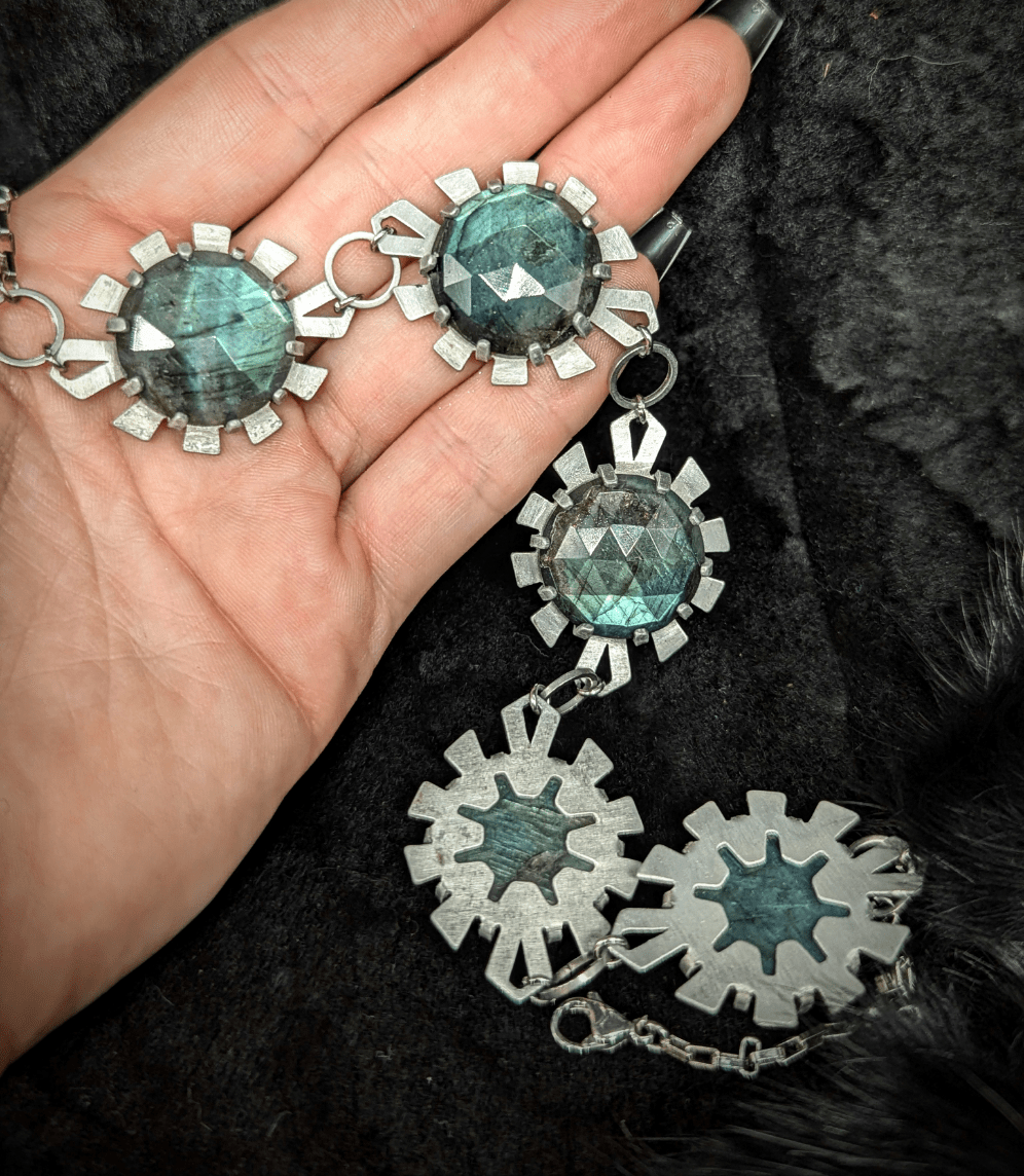 DARKSTAR MACHINATIONS - ELIZABETH Choker / Labradorite / Aluminum - necklace