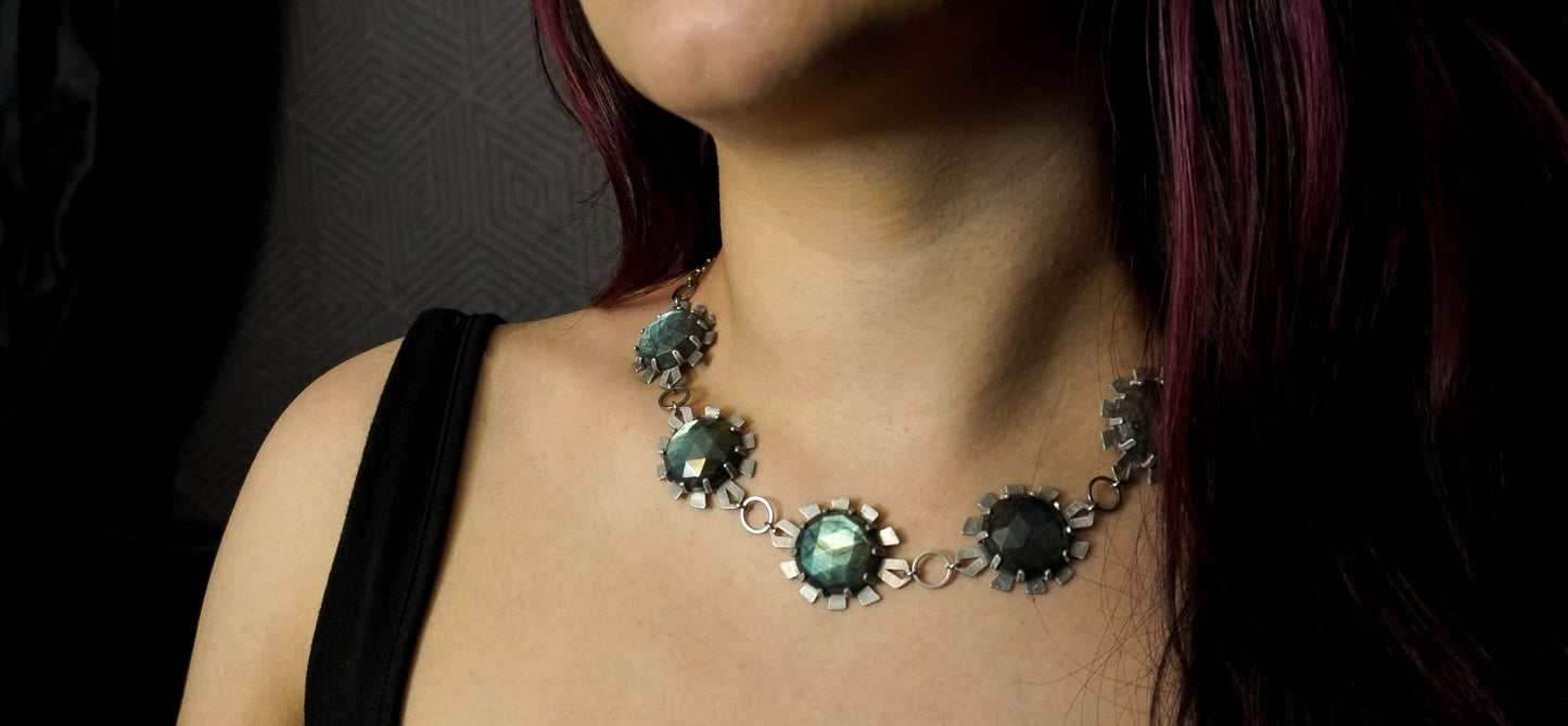 DARKSTAR MACHINATIONS - ELIZABETH Choker / Labradorite / Aluminum - necklace