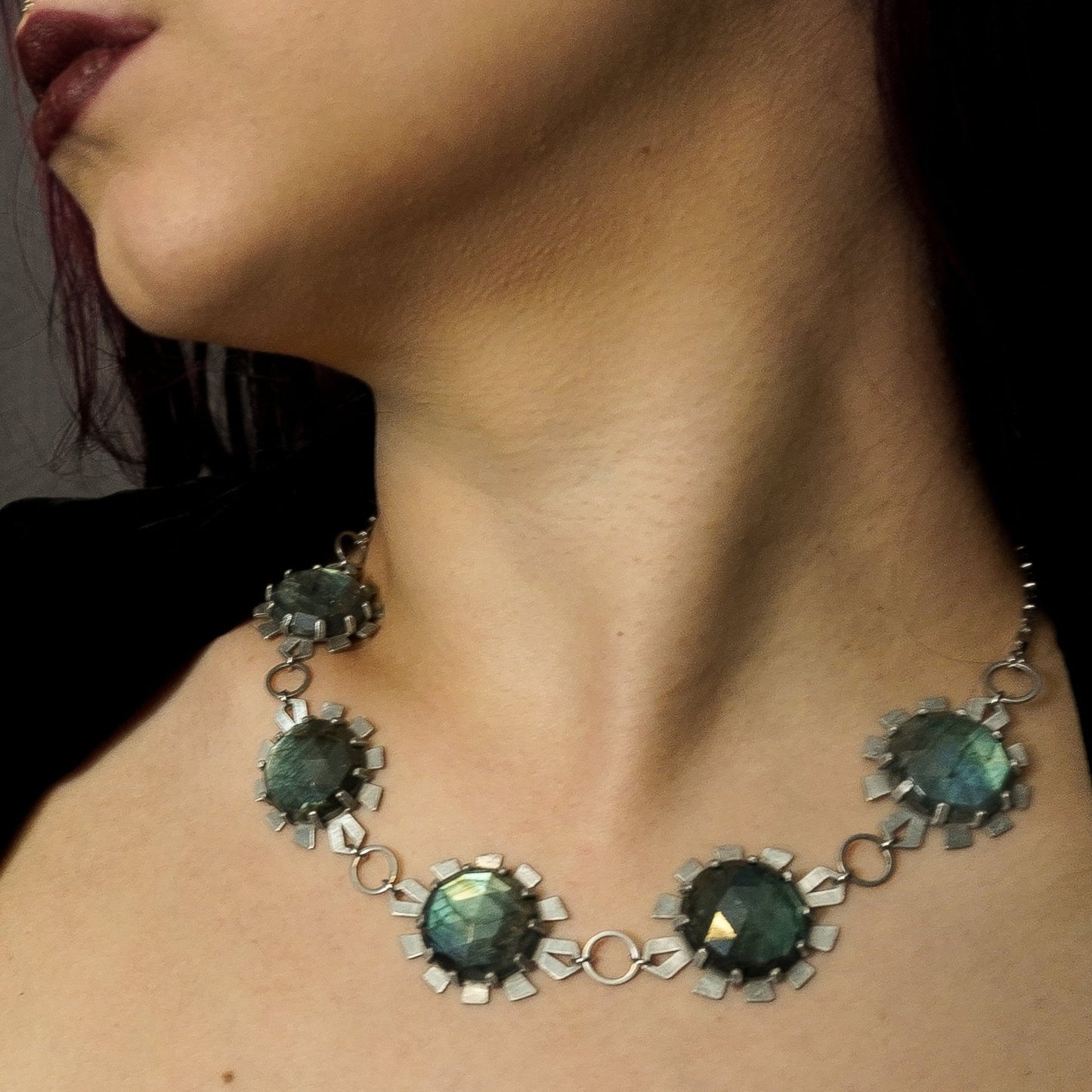 DARKSTAR MACHINATIONS - ELIZABETH Choker / Labradorite / Aluminum - necklace