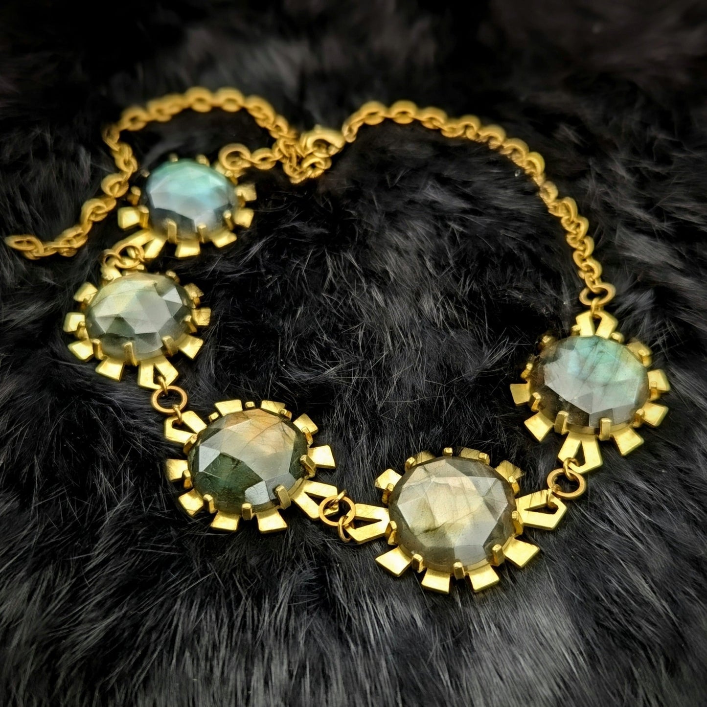 DARKSTAR MACHINATIONS - ELIZABETH Choker / Labradorite / Brass - necklace