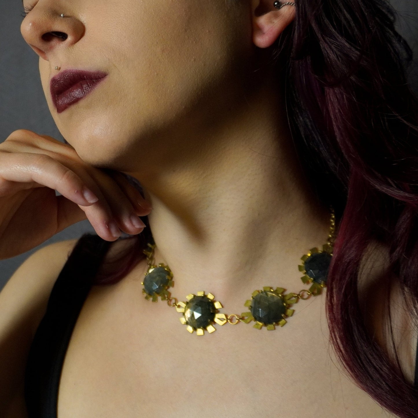 DARKSTAR MACHINATIONS - ELIZABETH Jewels Set / Labradorite / Brass - Bundle