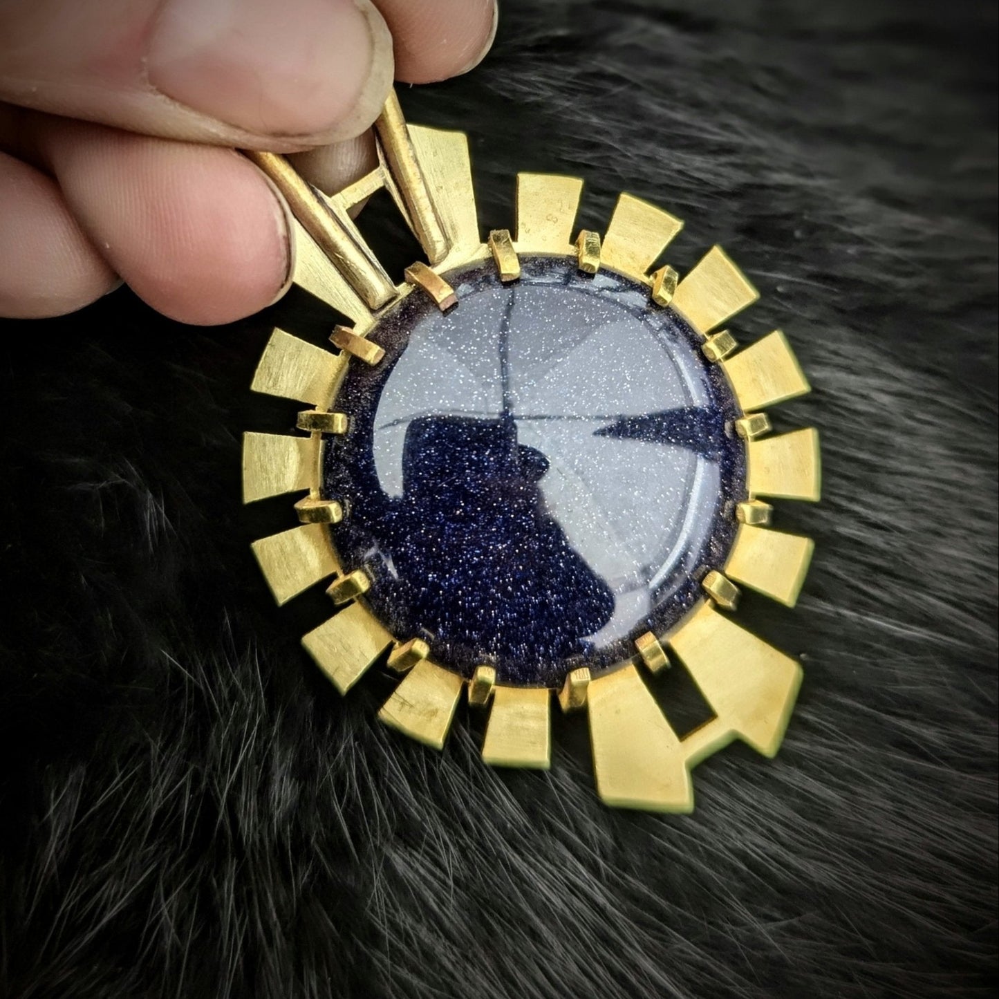 DARKSTAR MACHINATIONS - HYPERDRIVE / Blue Sandstone Pendant / Brass - pendant