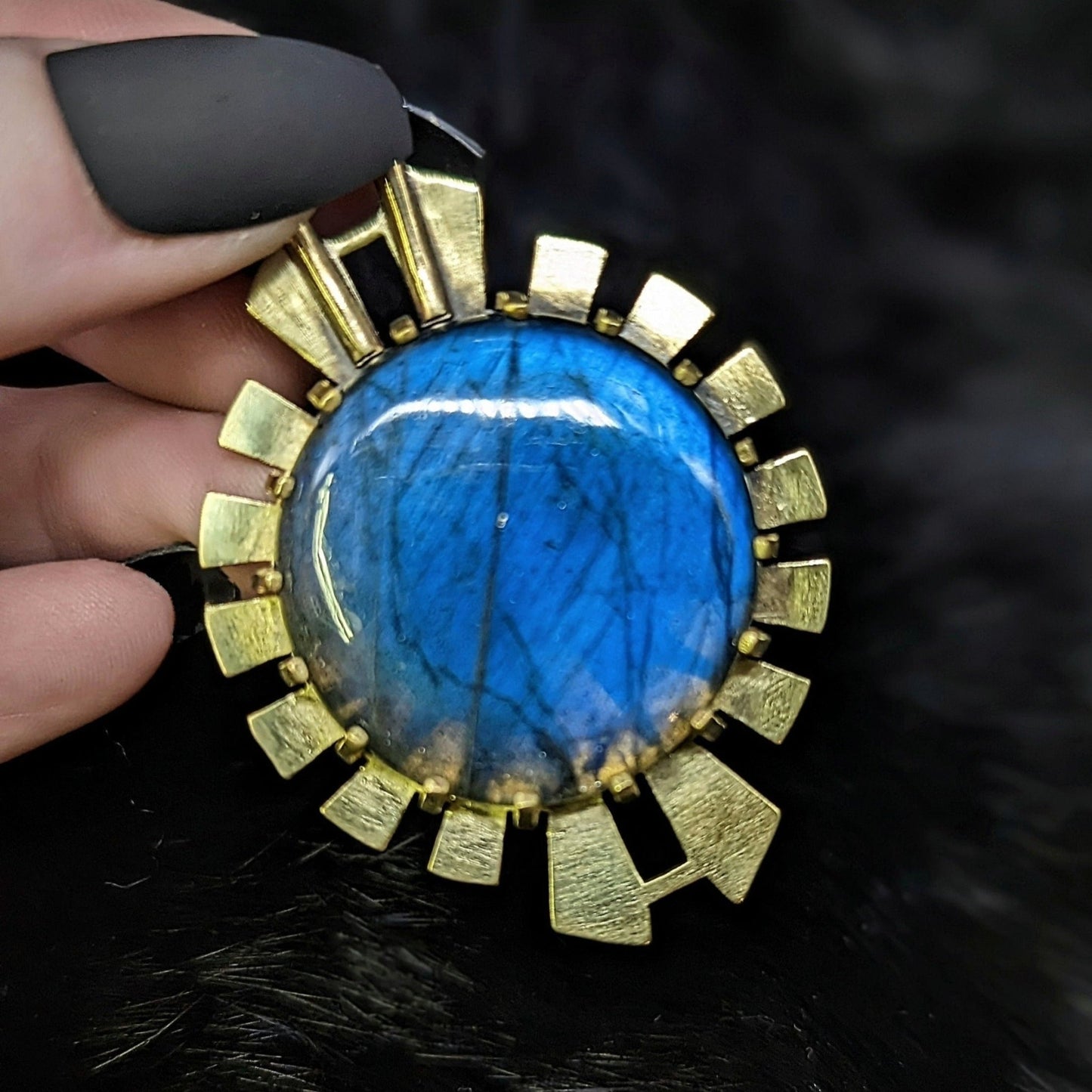 DARKSTAR MACHINATIONS - HYPERDRIVE Labradorite Pendant / Brass - pendant