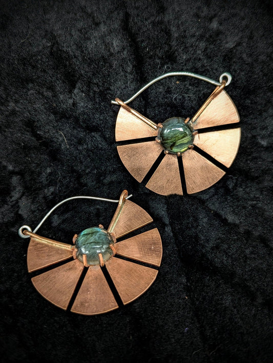 DARKSTAR MACHINATIONS - REY Labradorite Earrings / Copper - earrings