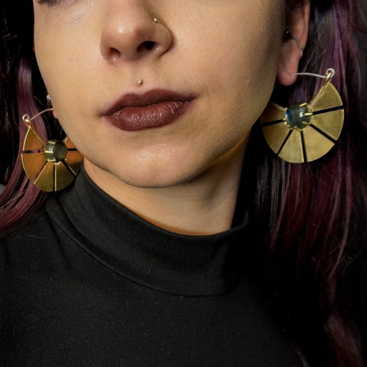 DARKSTAR MACHINATIONS - REY Moonstone Earrings / Brass - earrings