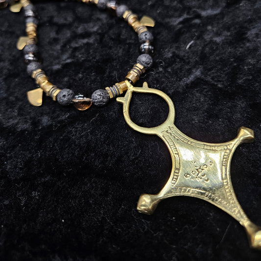 Tuareg Beaded Necklace / Smokey Quartz