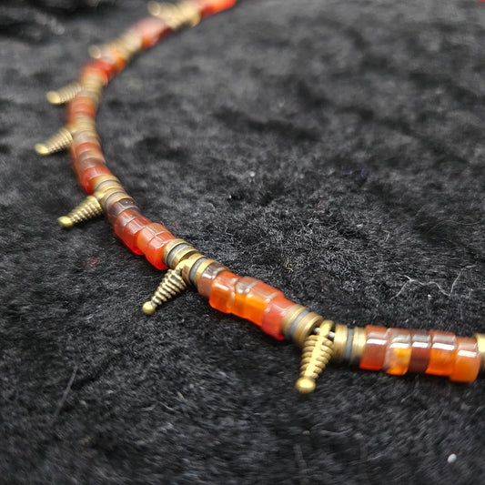 Spiked Beaded Choker / Red Agate