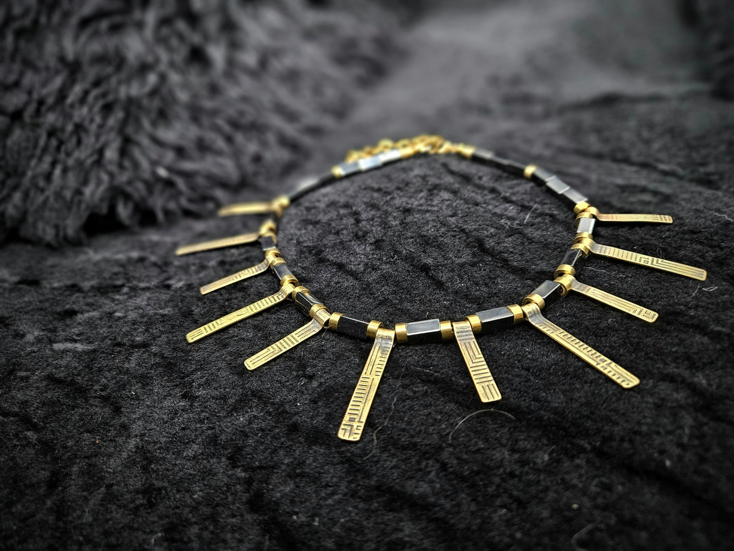 RANI Tab Necklace / Hematite