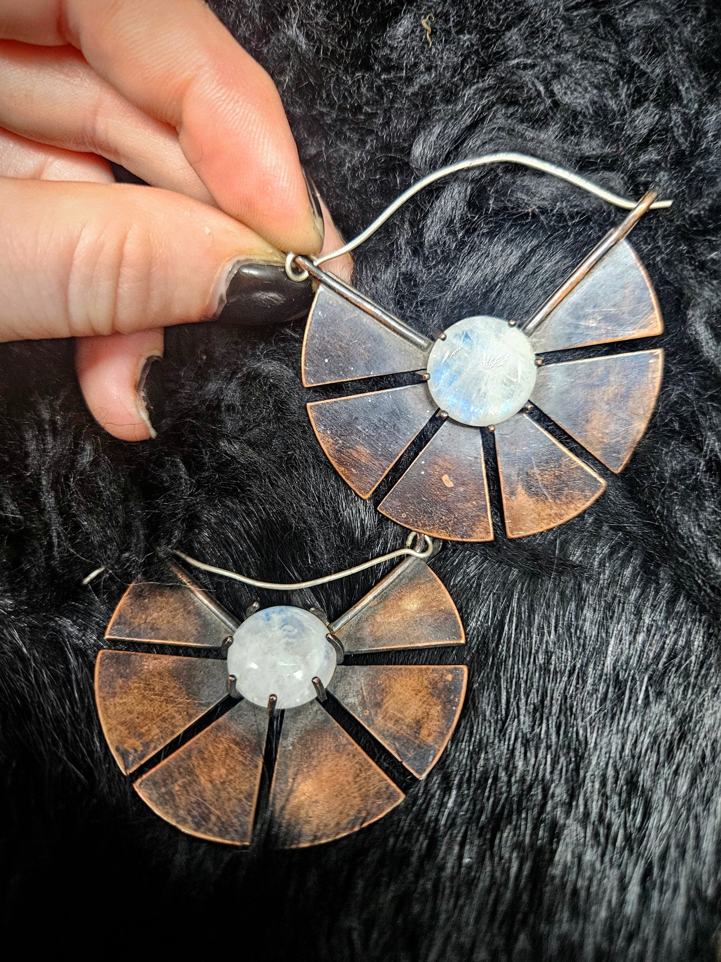 REY Earrings / Blackened Copper