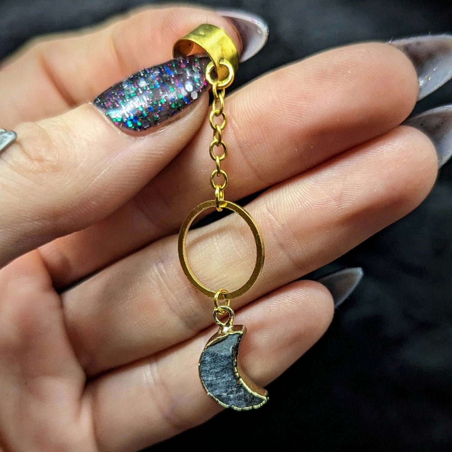 DARKSTAR MACHINATIONS - Druzy Moon Earcuff - earcuff