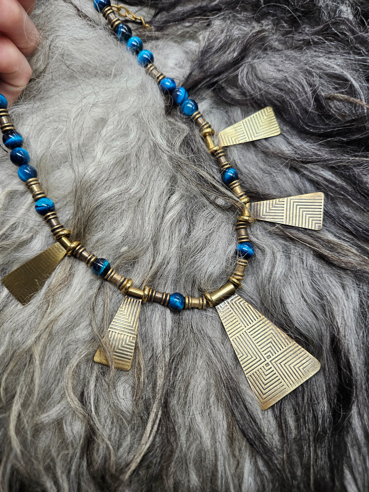 CHIEF Tab Necklace / Blue Tiger's Eye