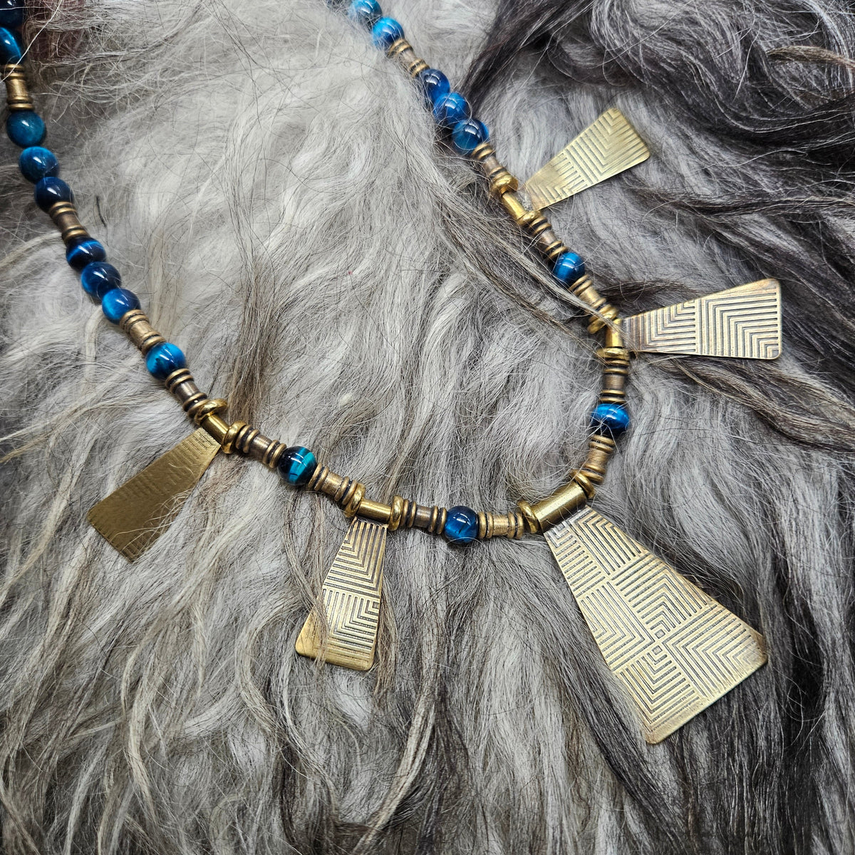 CHIEF Tab Necklace / Blue Tiger's Eye