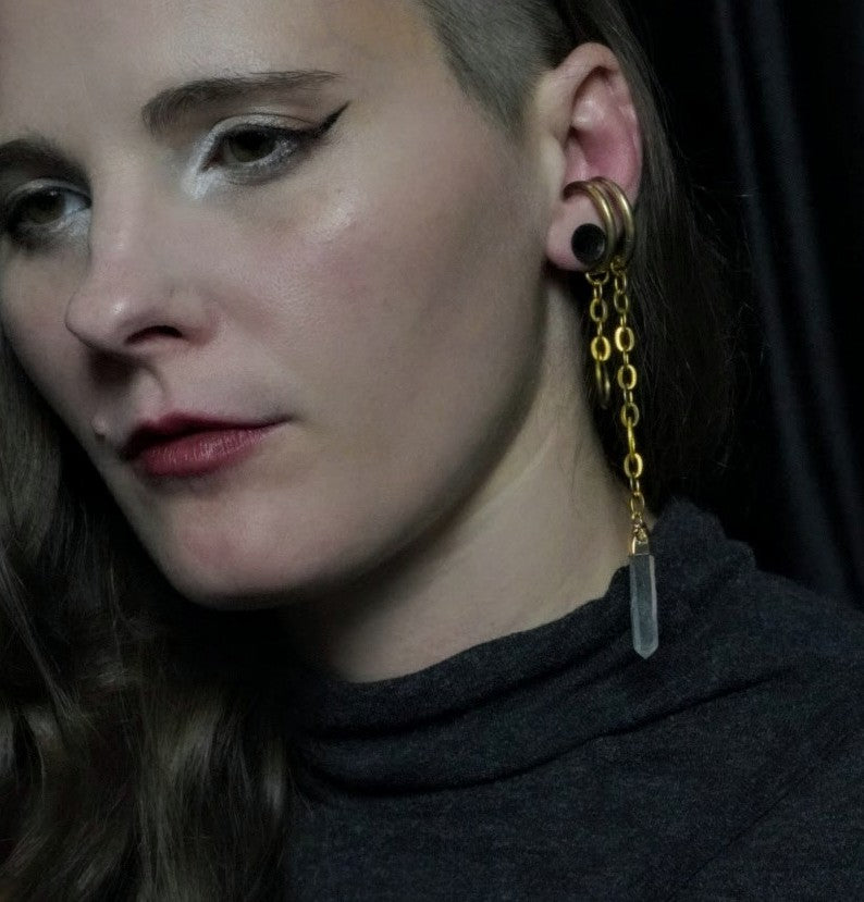 Large Crystal Dangle Earcuff