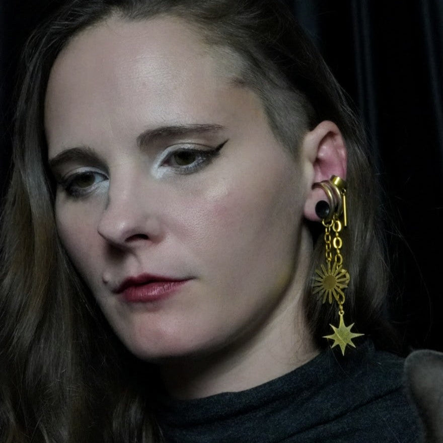 Large Star & Sun Dangle Earcuff