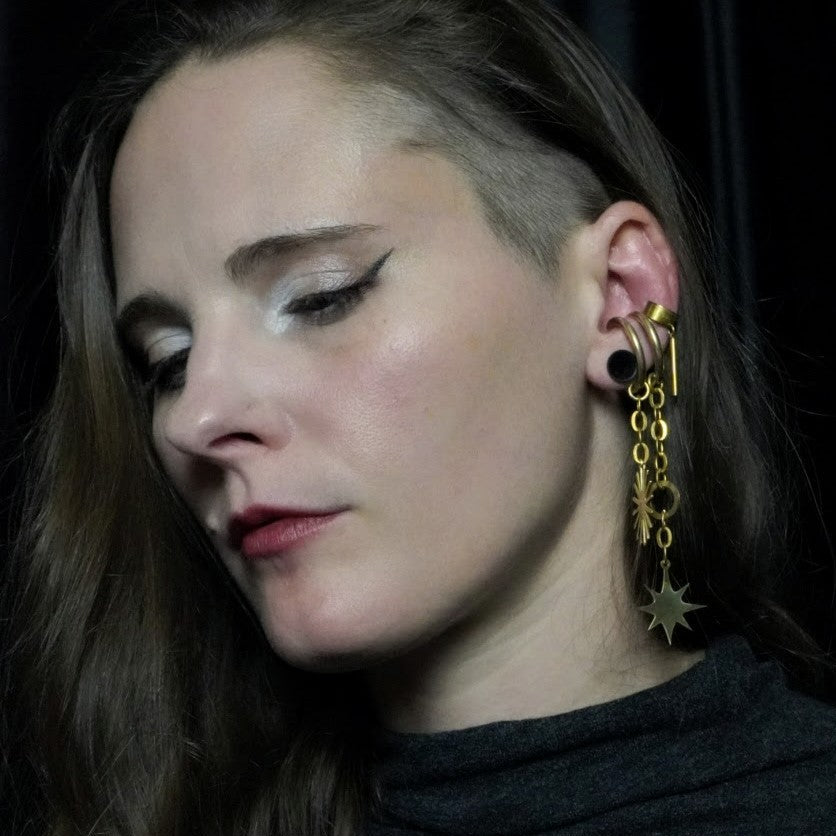 Large Star & Sun Dangle Earcuff
