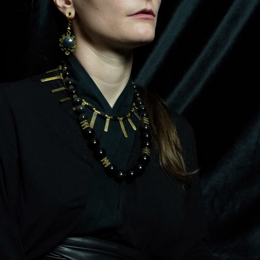 MIROKU Necklace / Rainbow Obsidian / Brass