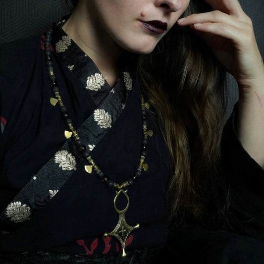 Tuareg Beaded Necklace / Smokey Quartz