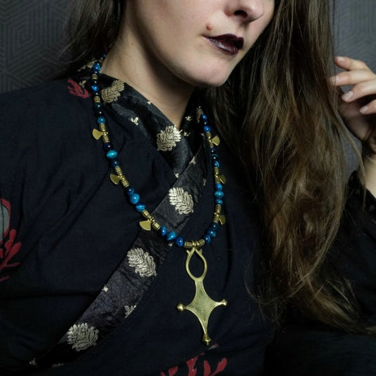 Tuareg Beaded Necklace / Blue Tiger's Eye