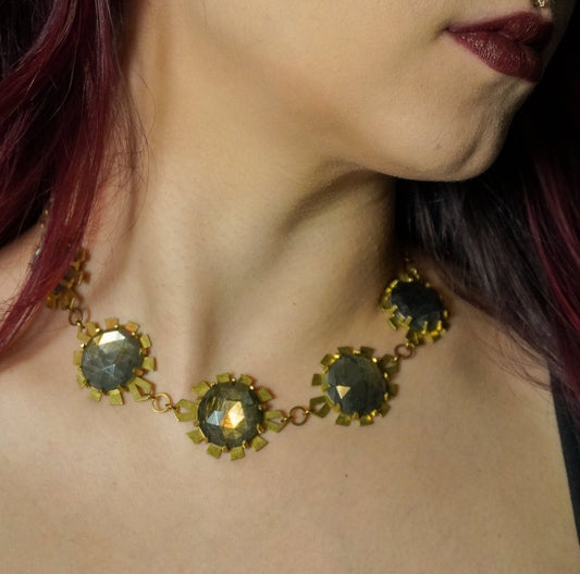 DARKSTAR MACHINATIONS - ELIZABETH Choker / Labradorite / Brass - necklace