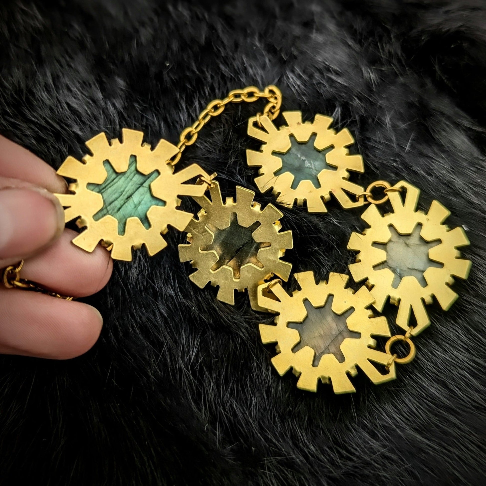 DARKSTAR MACHINATIONS - ELIZABETH Jewels Set / Labradorite / Brass - Bundle