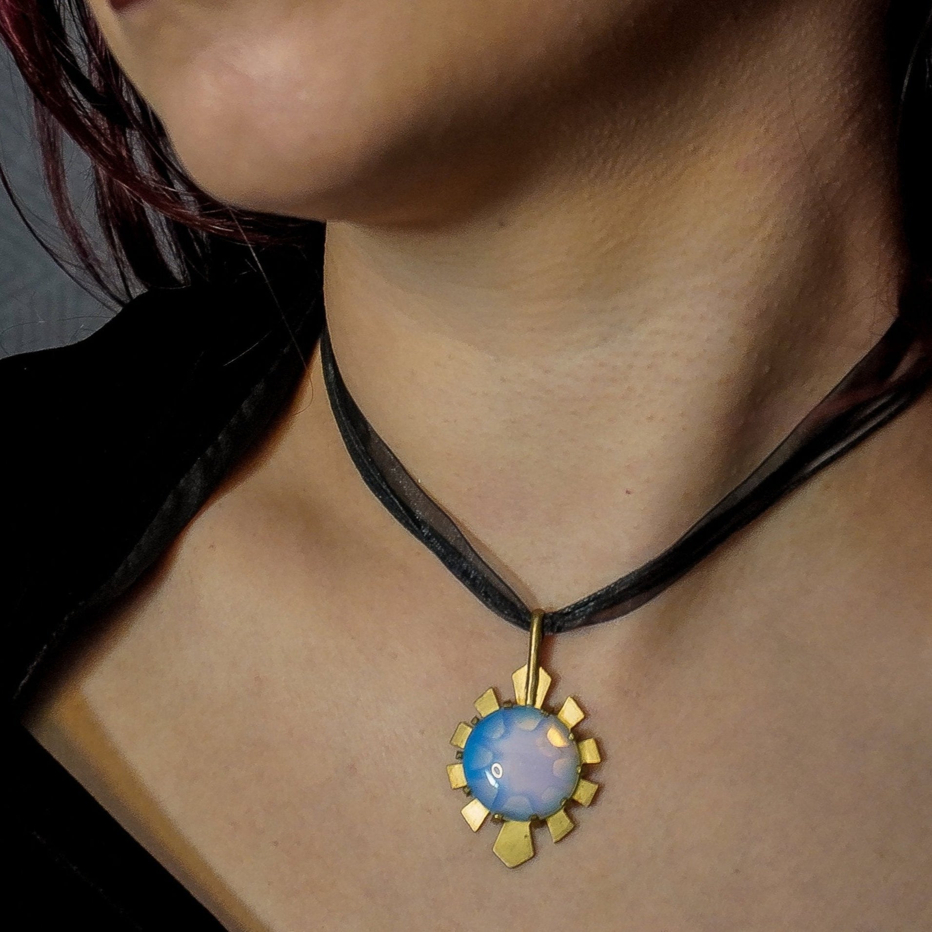 DARKSTAR MACHINATIONS - HYPERDRIVE Earrings and Pendant Set / Brass / Opalite - Bundle