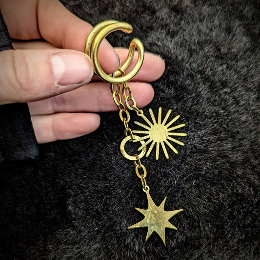 DARKSTAR MACHINATIONS - Large Star & Sun Dangle Earcuff - earcuff