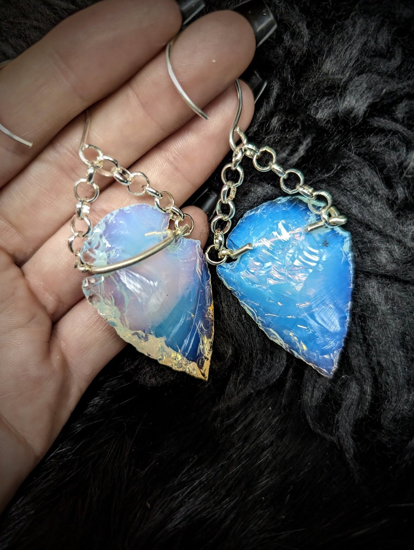 DARKSTAR MACHINATIONS - OPALITE Arrowhead Ear Hanger / Silver - earrings