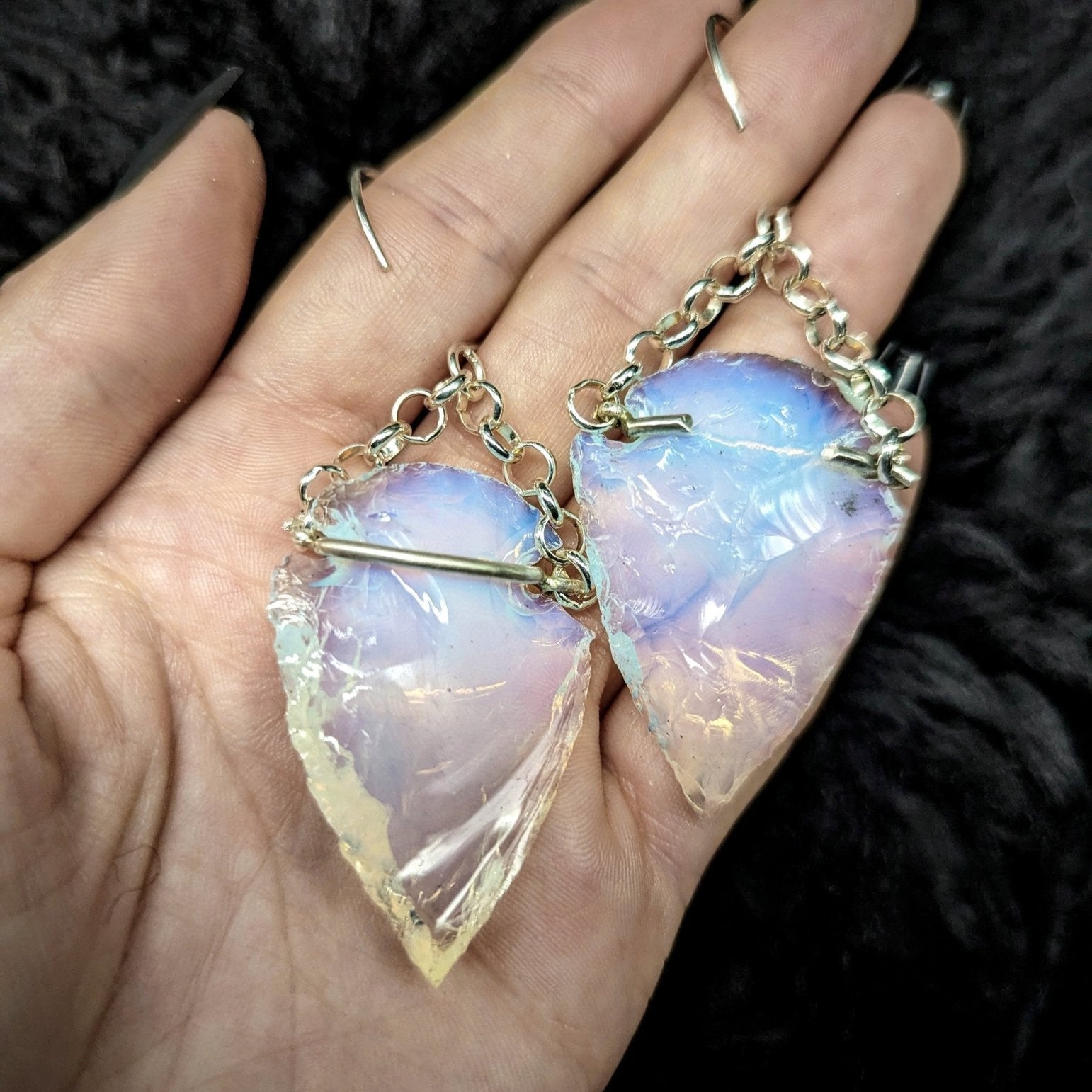 DARKSTAR MACHINATIONS - OPALITE Arrowhead Ear Hanger / Silver - earrings