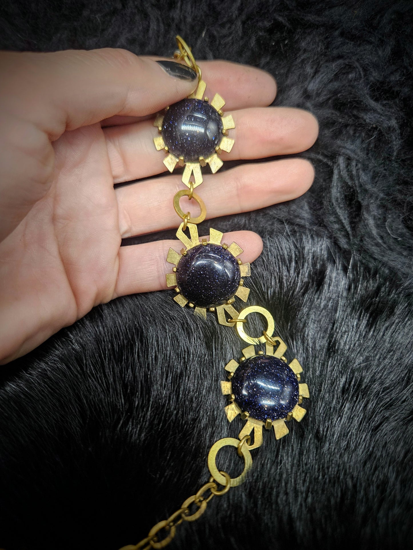 ELIZABETH Bracelet / Blue goldstone / Brass