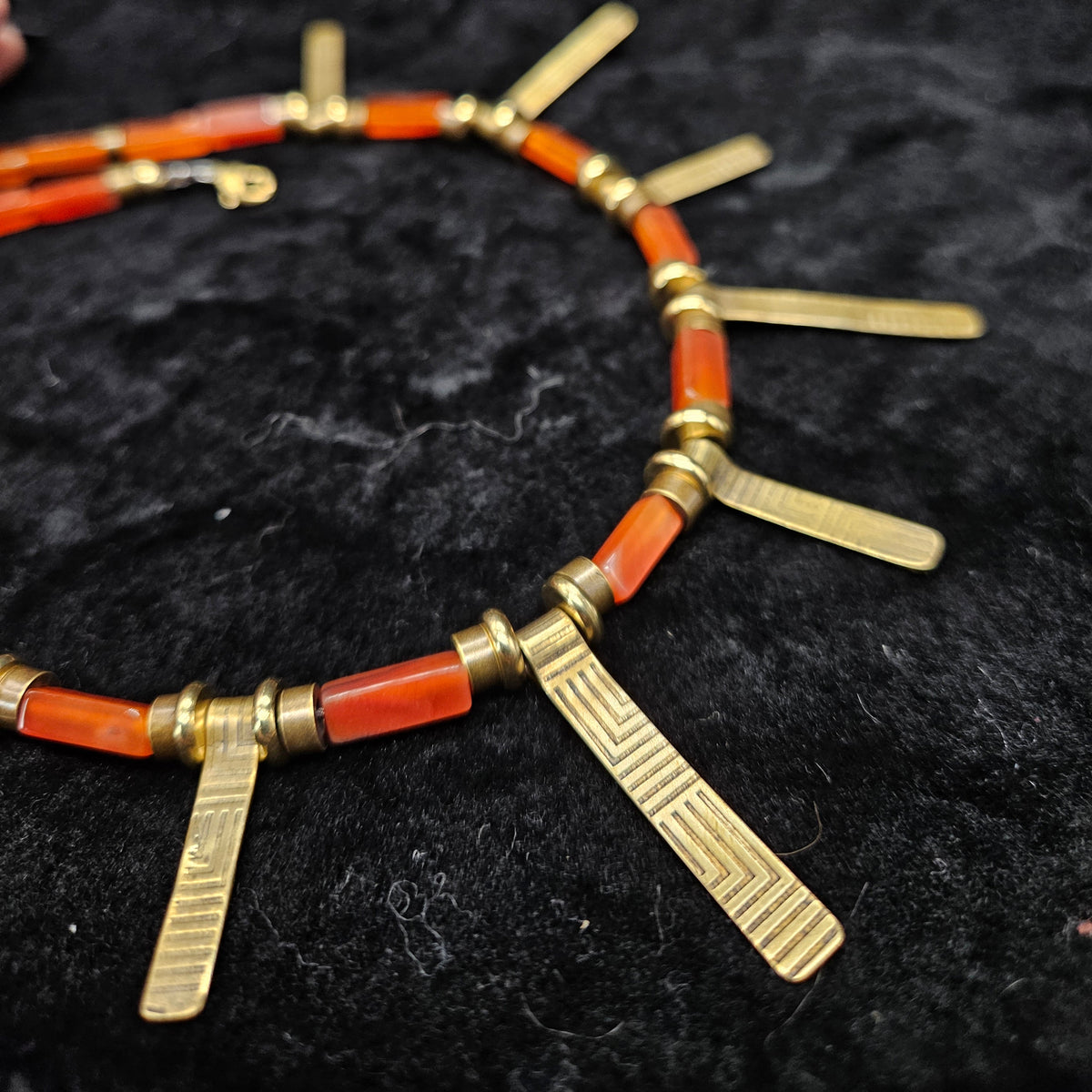 RANI Tab Necklace / Red Agate