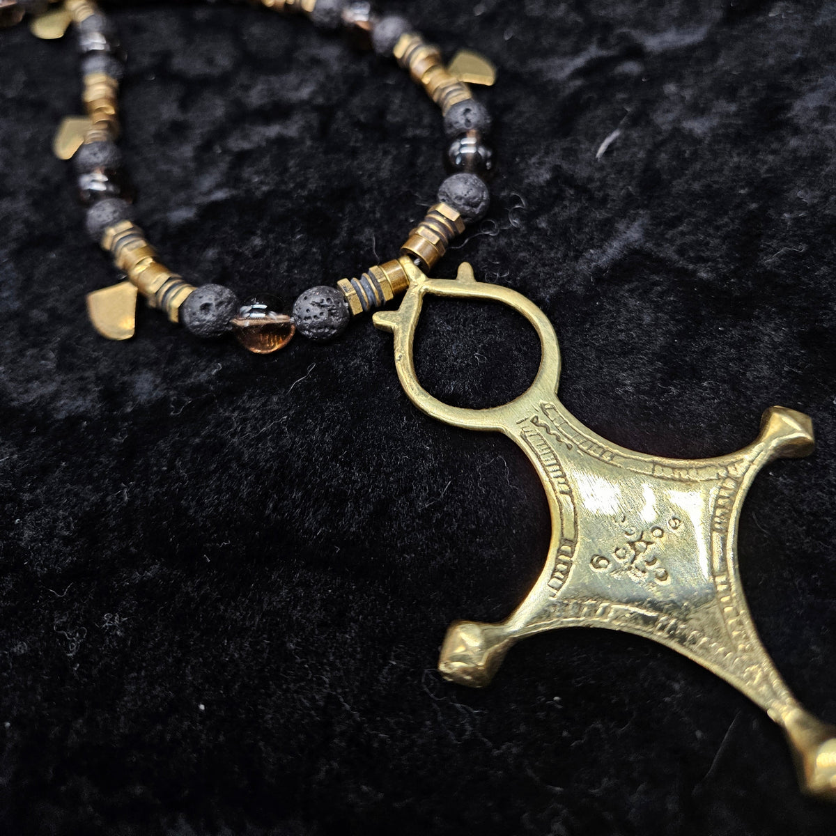 Tuareg Beaded Necklace / Smokey Quartz