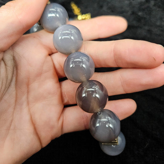 MIROKU Necklace / Grey Agate / Brass