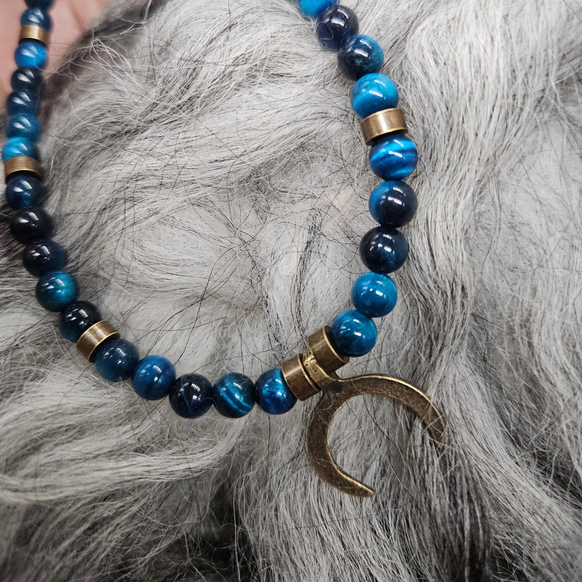 LUNULA Brass Choker / Blue Tiger's Eye