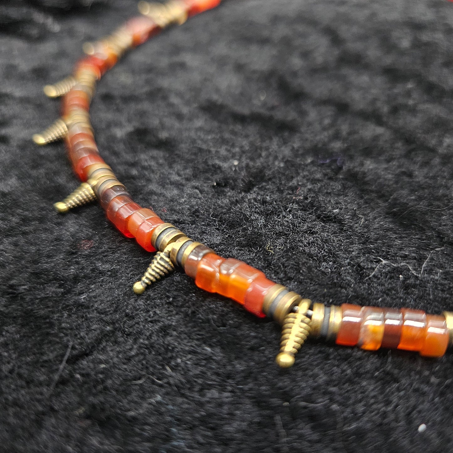 Spiked Beaded Choker / Red Agate