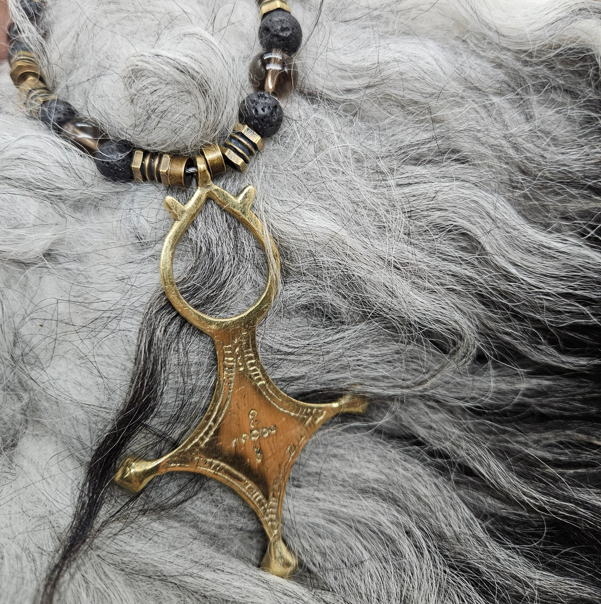 Tuareg Beaded Necklace / Smokey Quartz