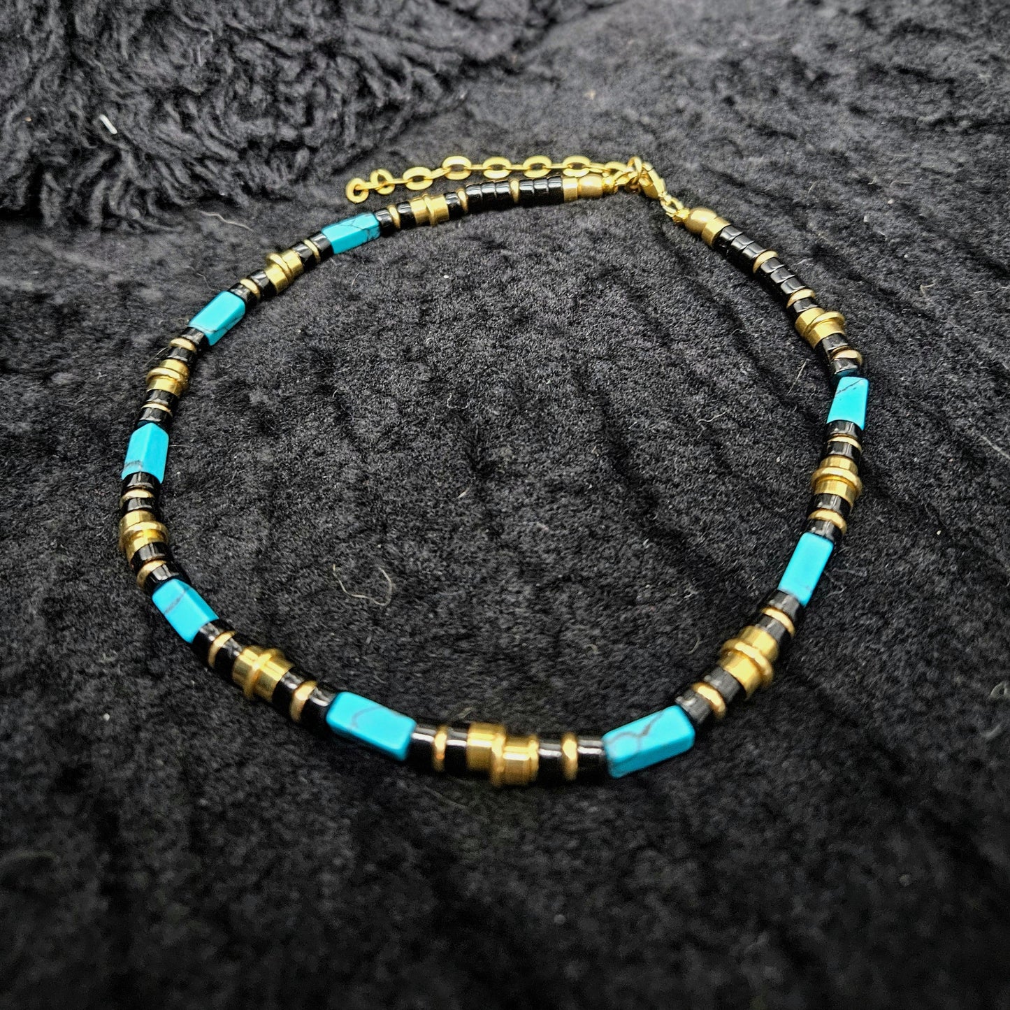 NILE Beaded Necklace / Turquoise / Brass