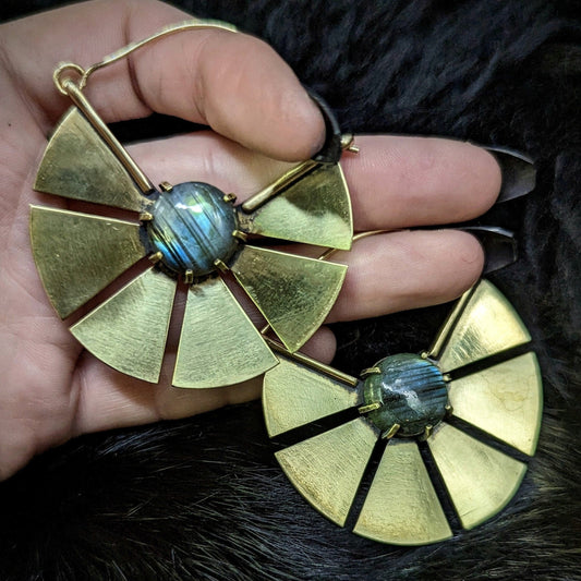 REY Labradorite Earrings / Brass